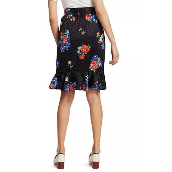 NWT Tory Burch Floral Black Silk Skirt Size 4 - Picture 3 of 10
